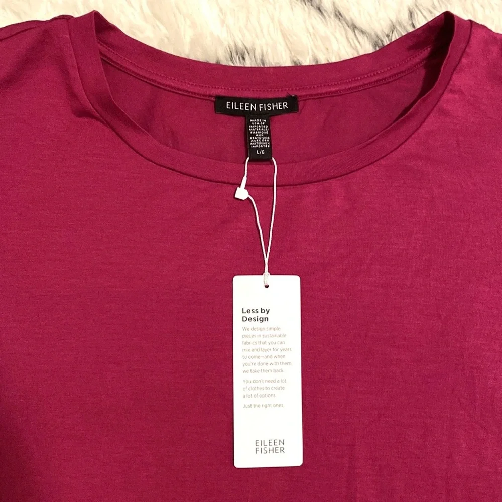 NWT Eileen Fisher crew neck boxy tee berry - Picture 8 of 11